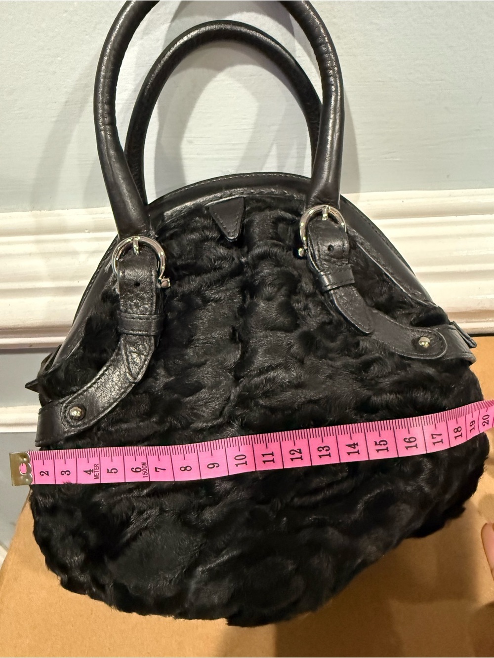 Salvatore Ferragamo Black Pony Hair Mini Top Handle Bag Made in Italy - Picture 8 of 16